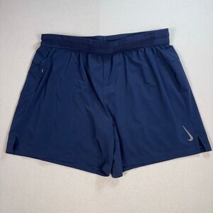 Nike 2 in 1 Yoga 6" Shorts Mens 2XL Navy Lined Dri-Fit Standard Fit Stretch Logo
